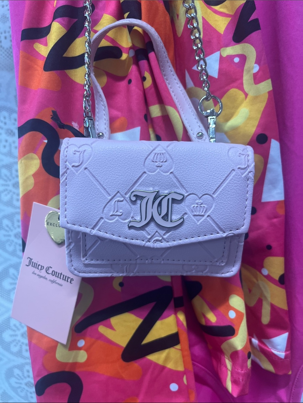 Juicy Couture Lavender Quilted Mini Crossbody Bag with 42” Chain Strap